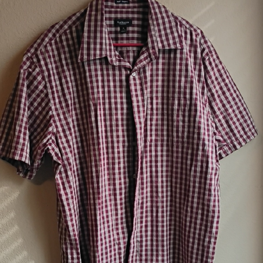 Van Heusen Burgundy Checkered Men's Shirt